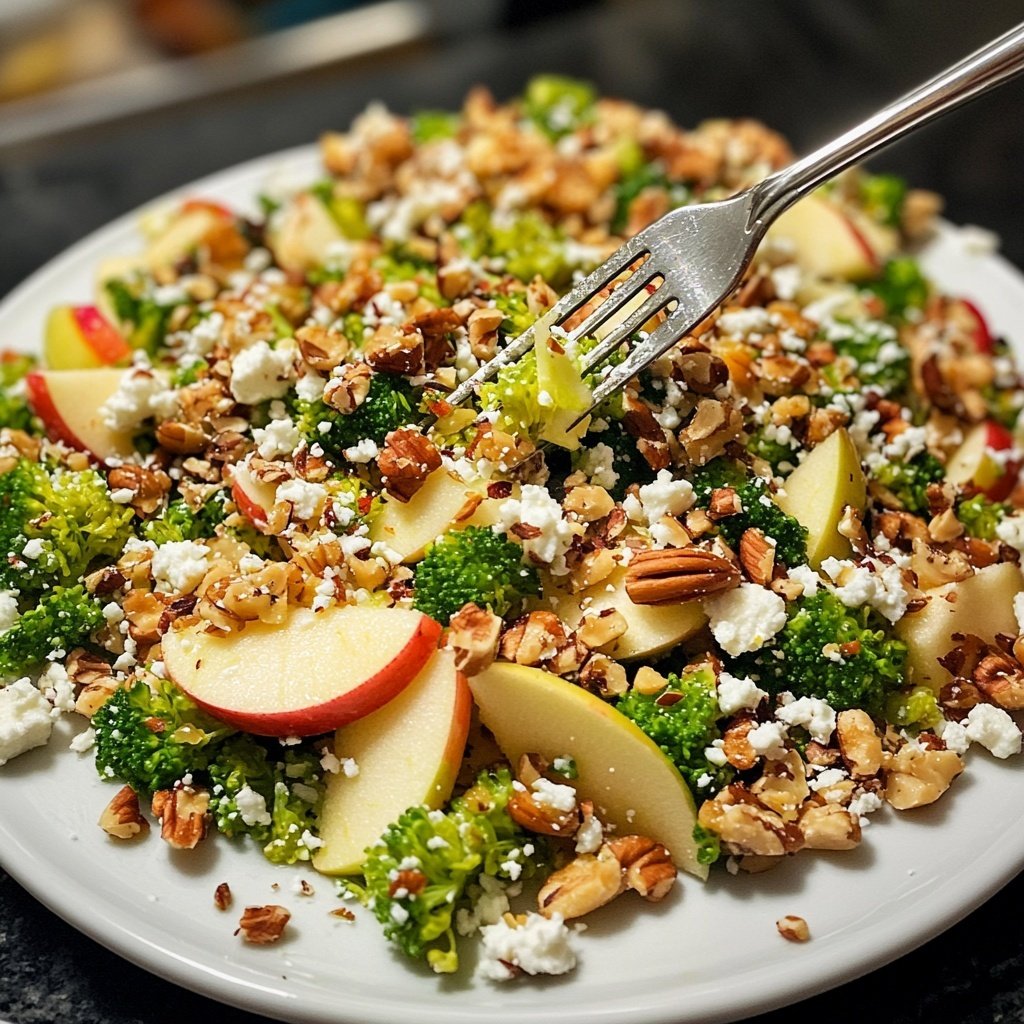 Brokkoli-Salat mit Äpfeln, Nüssen & Feta – Knackig & frisch