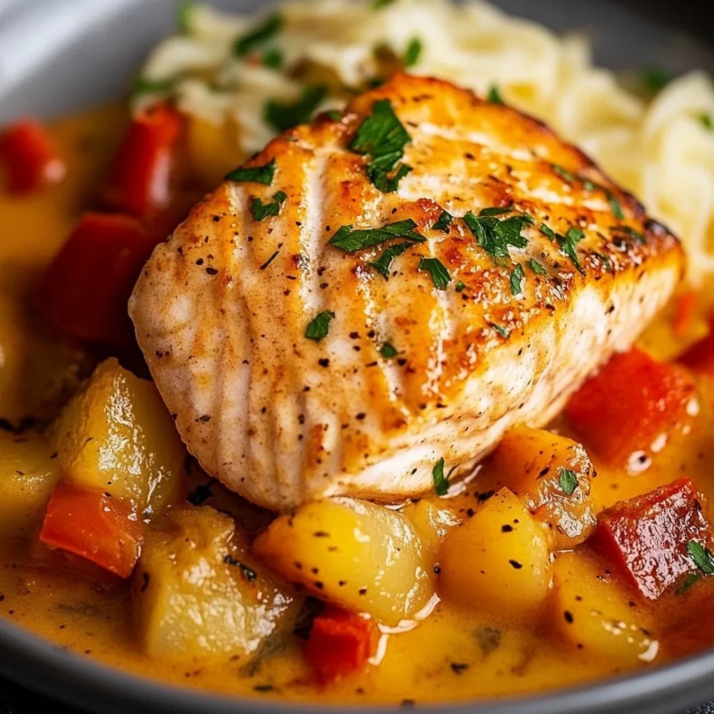 Cremiges Rezept für Lachs mit gerösteter roter Paprika