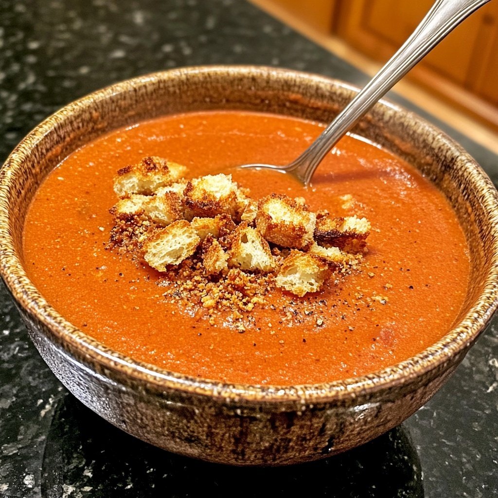 Tomatensuppe mit Croutons