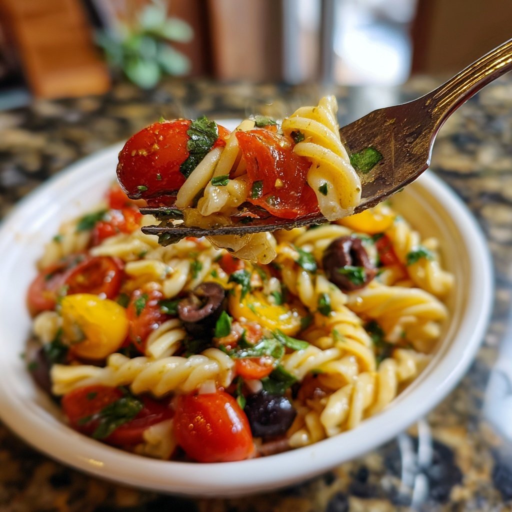Mediterraner Nudelsalat Mit Tomaten