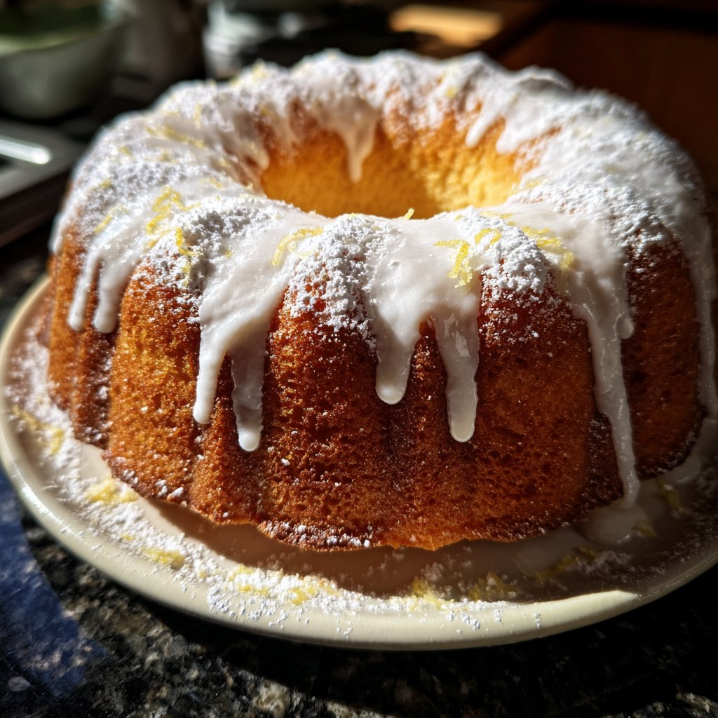 Zitronenkuchen mit Puderzucker