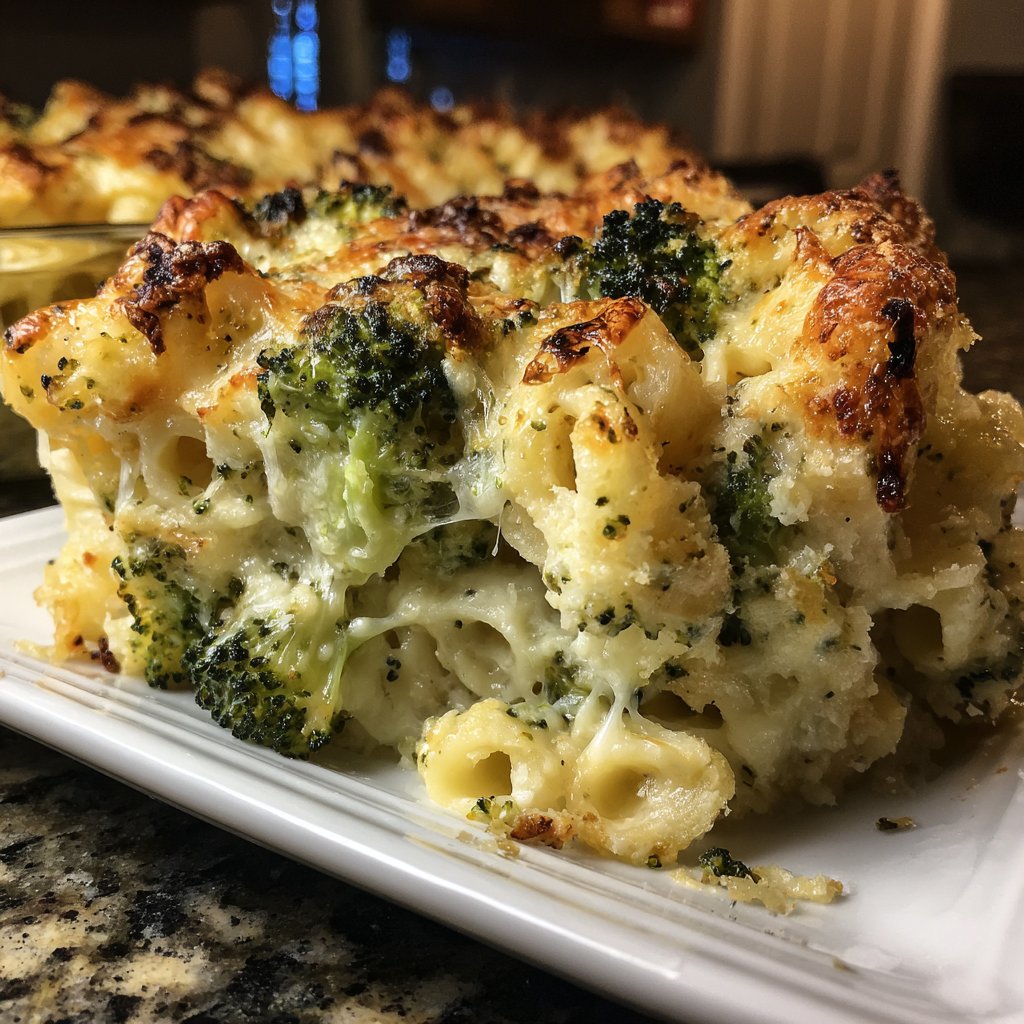Vegetarischer Nudelauflauf mit Brokkoli