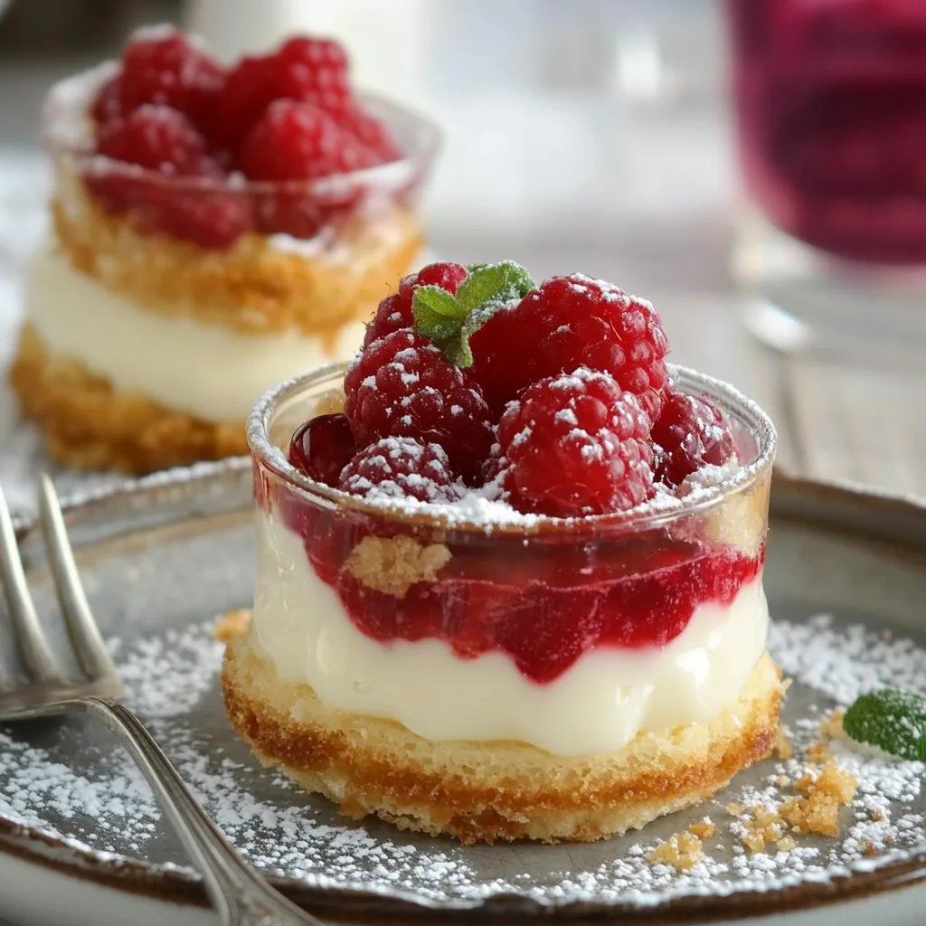 Schneller Käsekuchen im Glas mit Himbeeren
