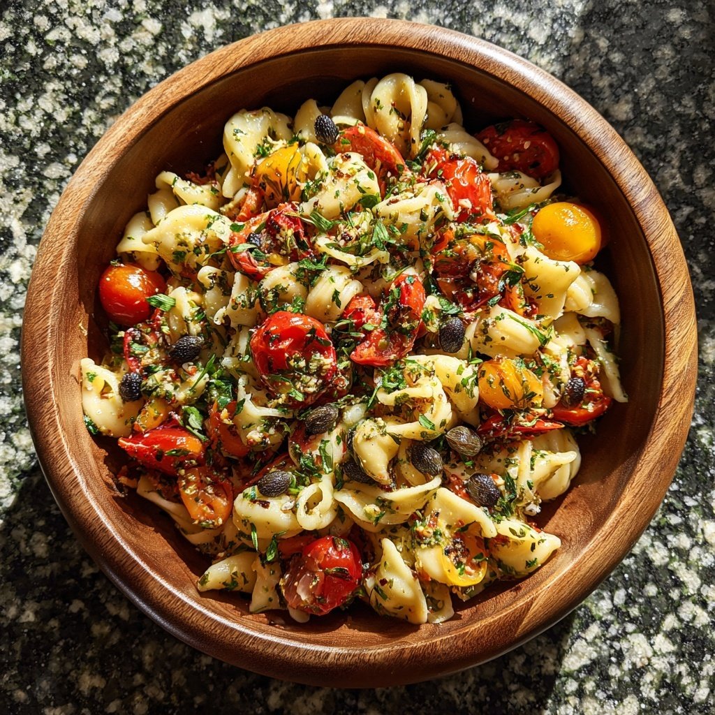 Mediterraner Nudelsalat Mit Kapern Beeren
