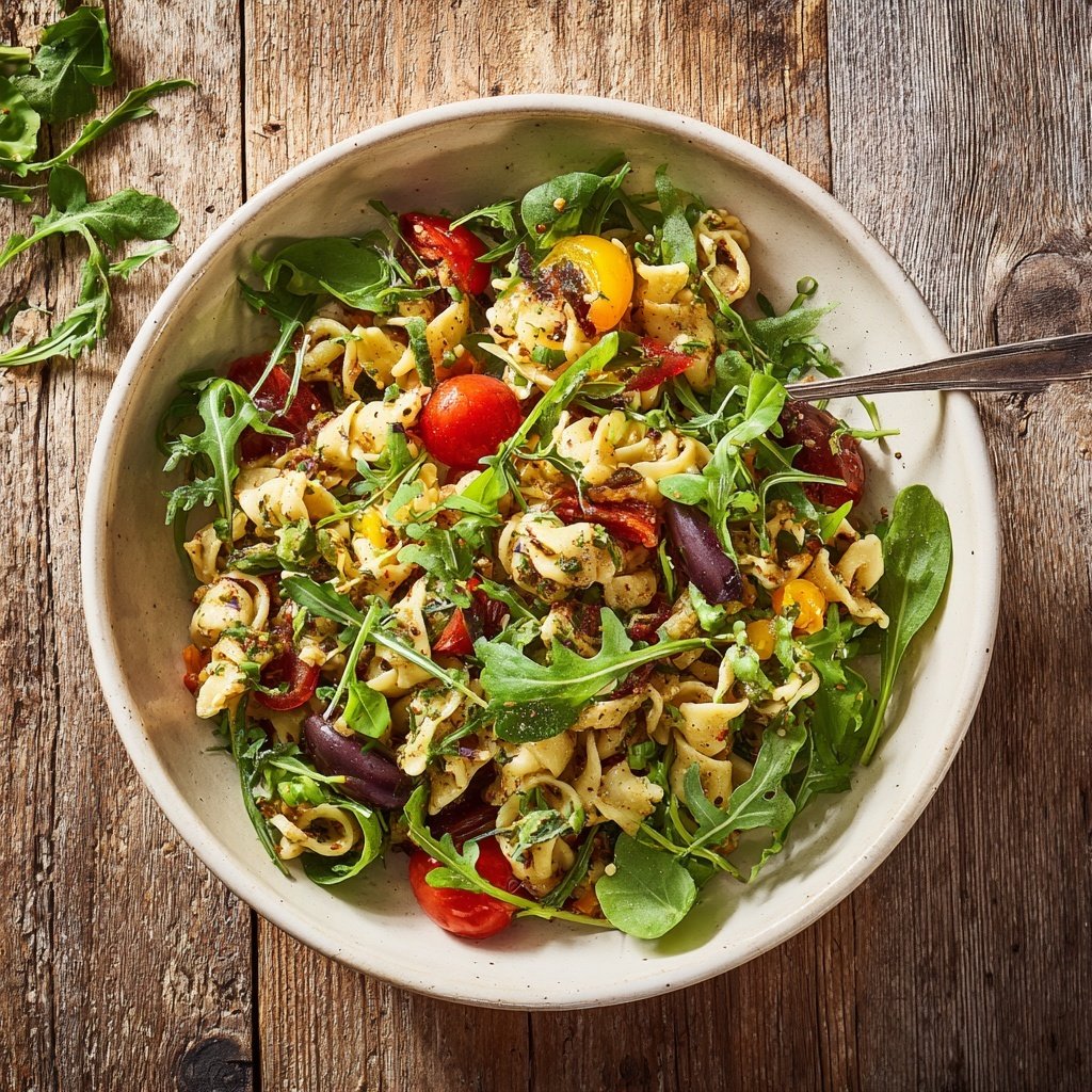 Mediterraner Nudelsalat Mit Rucola